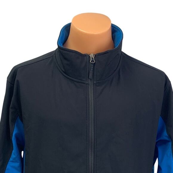 Hand Printed Upcycled Mens 2XL Pine Cone Polyester Long Sleeve Full Zip Jacket - Picture 2 of 5